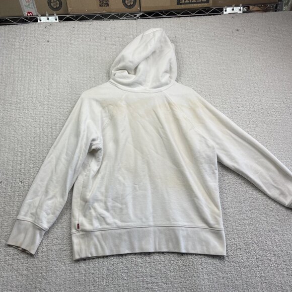 Levi’s White Hoodie Sweatshirt Hooded Levis Logo Red Unisex Small *Stained Read* - Picture 12 of 16